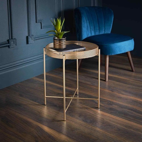 New gold tray top table - tray, side