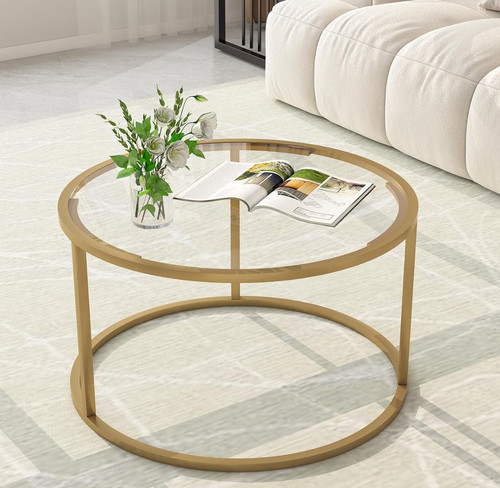 Round glass coffee table - round,