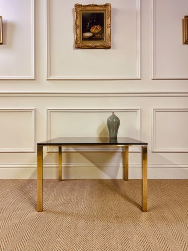 Vintage brass glass table - glass,