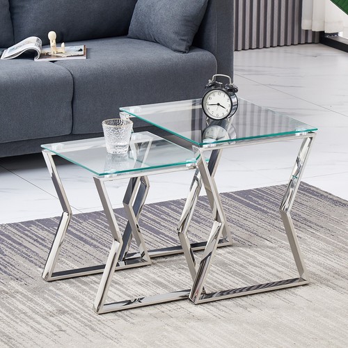 2pcs glass nesting table sets - glass,