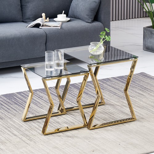 2pcs glass nesting table - glass, sets